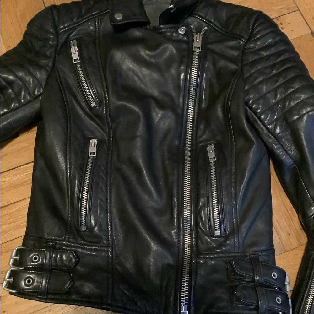All Saints Black Leather Jacket - Picture 3 of 11
